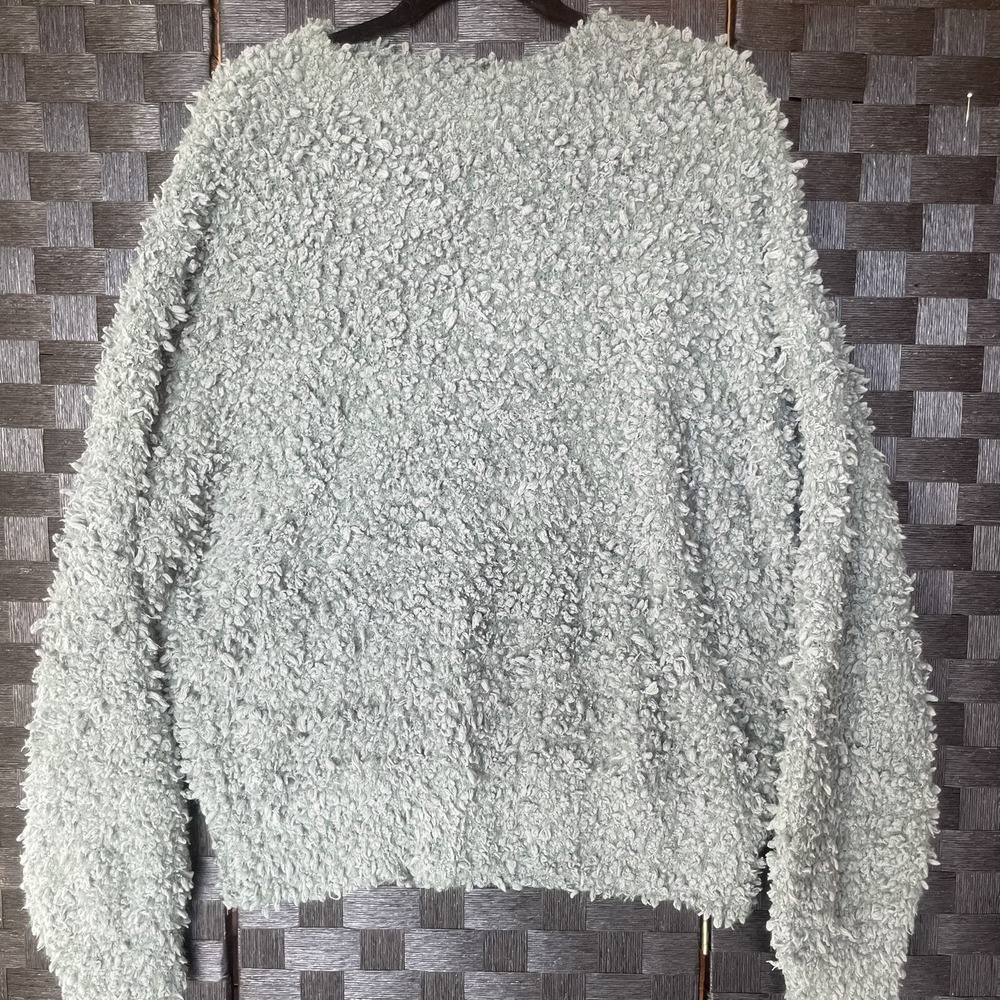 Listicle Sweater M Womens Oversized Balloon Sleeve Boho Chunky Knit Solid Green